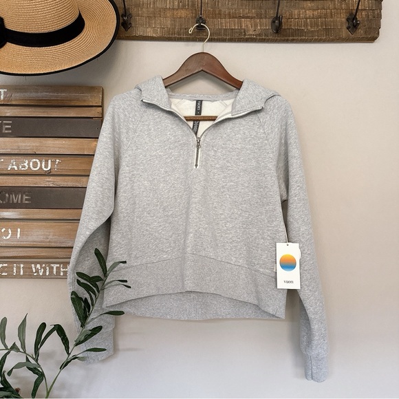 Vuori Sweaters - Vuori Restore Half Zip Hoodie Light Heathered Grey size Small